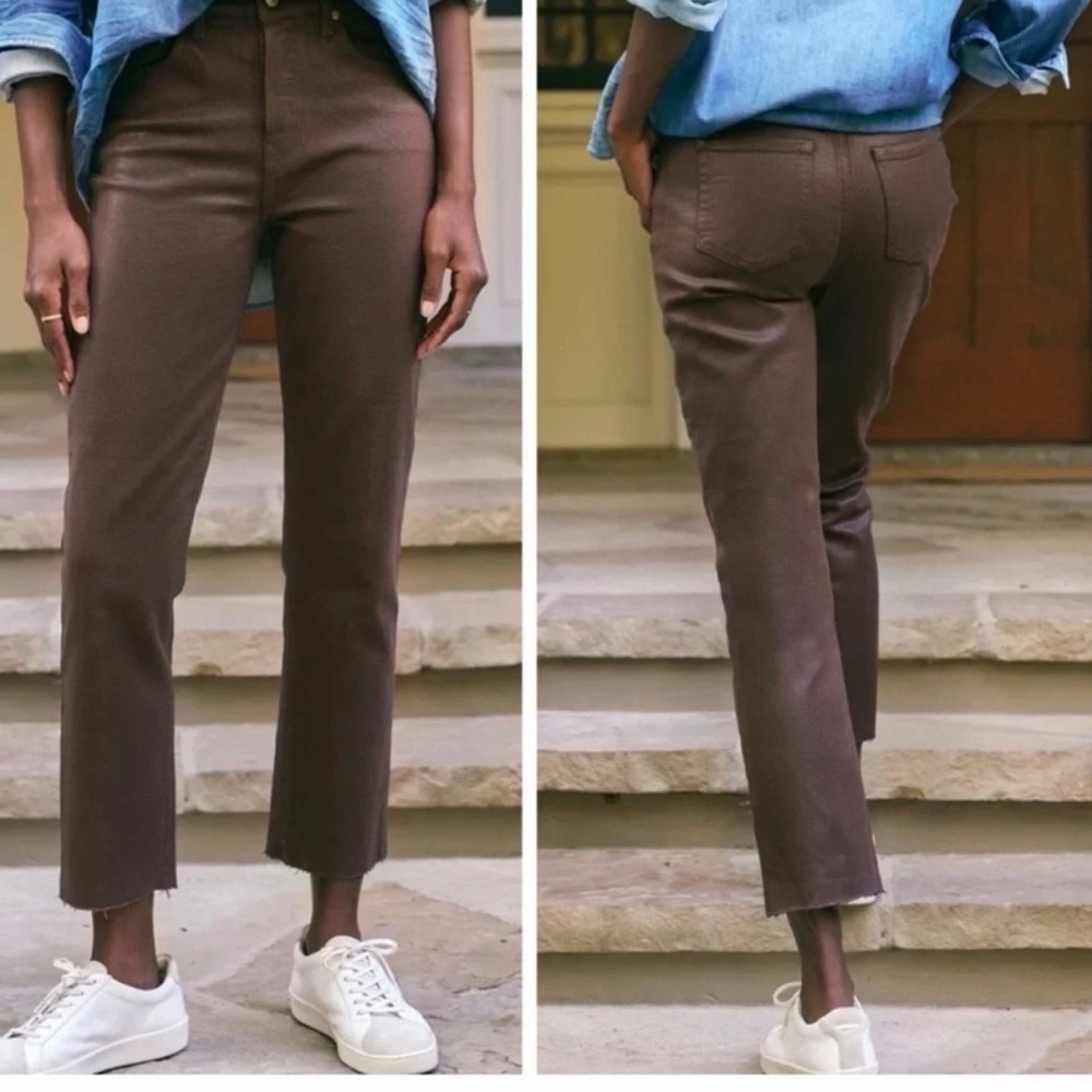 Frame Denim Brown Cropped Straight Jeans